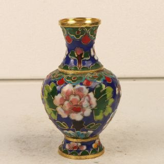 Chinese Cloisonne Hand - Painted Floral Patterns Vase Qm121