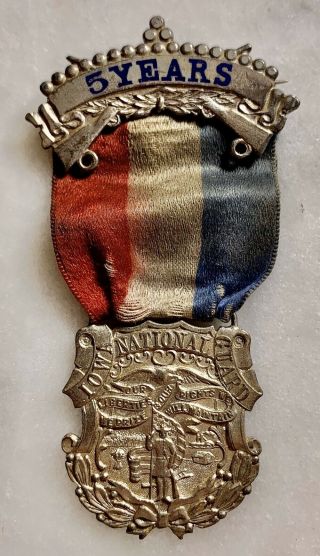Antique Iowa National Guard Medal 5 Years Sterling