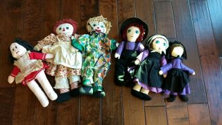 Vintage Doll Handcrafted Cloth Rag Dolls Lot;