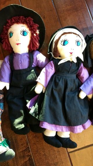 Vintage Doll Handcrafted Cloth Rag Dolls Lot; 3