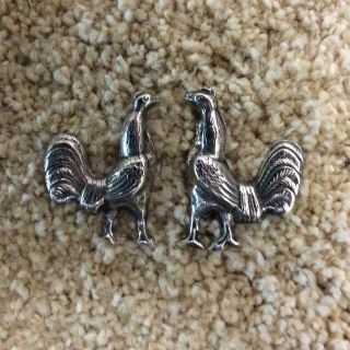 Extremely Rare Antique French Fighting Cocks Silver Plated Buttons