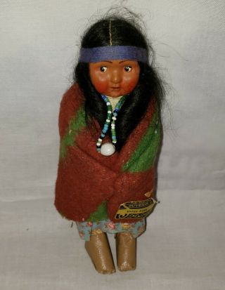 Vintage Skookums Native American Indian Doll Celluloid Estes Park Co