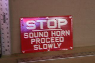 Rare Stop Sound Horn Proceed Slowly Porcelain Metal Street Sign Gas Oil Harley