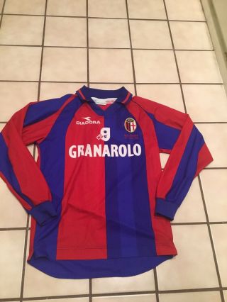 1998 - 1999 Bologna F.  C.  Diadora Soccer Football Rare VTG 1909 Stripe Jersey Sz.  S 2