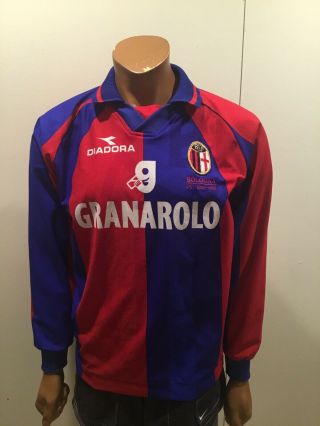 1998 - 1999 Bologna F.  C.  Diadora Soccer Football Rare VTG 1909 Stripe Jersey Sz.  S 3