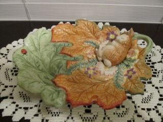 Rare Fitz And Floyd Classics Bunny Rabbit On A Bed Of Cabbage Plate