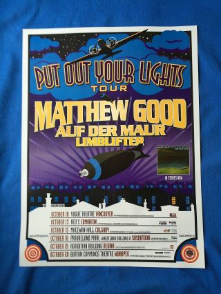 Matthew Good Band - Put Our Your Lights Concert Tour Poster " Rare "
