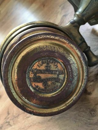 Antique Copper Kerosene Wall Lamp (dual wick) w/Adjustable Brass Ring,  Railroad? 3