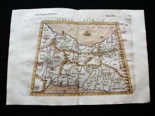 1599 Ptolemy: Map Tabula Asia V°: Middle East,  Persian Gulf,  Iran Arabia