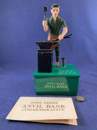Antique Vintage Die Cast Metal Mechanical Bank - John Deere Anvil Bank 1994 Comm