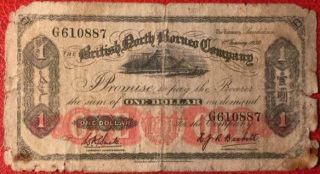 British North Borneo Company $1 One Dollar 1 January 1936 Ex Rare