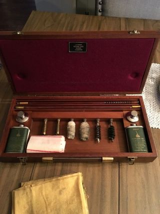 Antique Vintage Wood Case Gun Cleaning Kit Lightwood Field Sports Oxfordshire