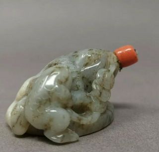 Philip’s Carmel Old Estate Chinese White Jade Coral Snuff Bottle Asian China