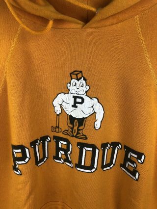 Vintage 70s Purdue University Boilermakers Hoodie Sweatshirt RARE 2