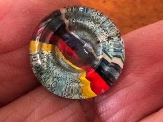 Lovely Antique Glass Button Kaleidoscope Flat Top With Dimple Multi Colored