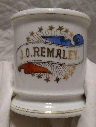 Make Offer Antique J&c Bavaria Shaving Mug Named J.  O Remaley Red White Blue