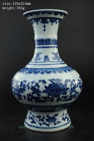 Old Chinese Underglaze Blue And White Porcelain Flower Zun Bottle Pot Vase C01