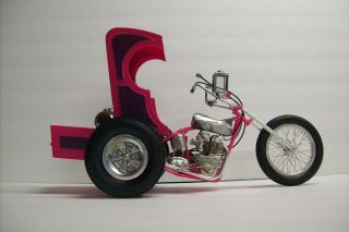 Vintage Revell Tric - Up Trike (triumph?) Rare Pink Nicely Built,  1/8 Scale,  1969
