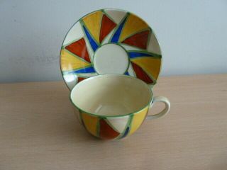 Very Rare Clarice Cliff Early Geometric Cup And Saucer