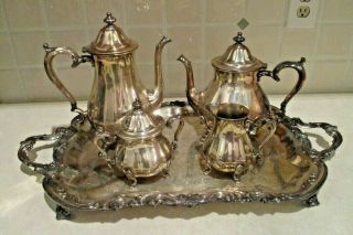 International Silver Co.  Chippendale Coffee/tea Service W/footed Tray