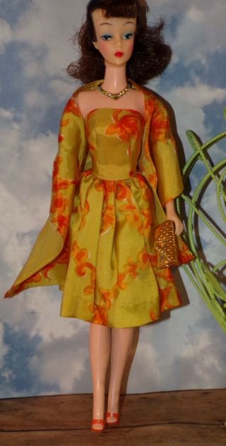 Vintage Barbie Clone Fab Lu Premier Elite Fire Orange Yellow Dress Wrap