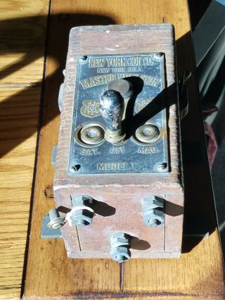 Antique York Coil Co Model T Master Vibrator Ignition Coil Box With Switch