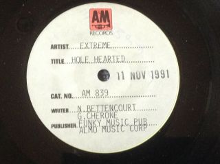 Extreme - Hole Hearted Rare Uk 1991 Test Pressing Promo / Heavy Rock Metal -