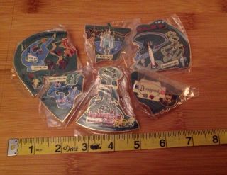 Disney Dlr Cast Member Disneyland Park Atlas 6 Pin Set Rare Map Exclusive Pins