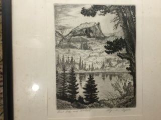 Vintage Lyman Byxbe Etching “bear Lake " Mountain Landscape Pencil Signed