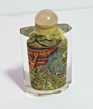 Vintage Chinese Snuff Bottle Antique Hand Painted Glass Oriental Art