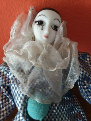 Vintage Porcelain Jester Harlequin Doll 9 1/2” Tall 2