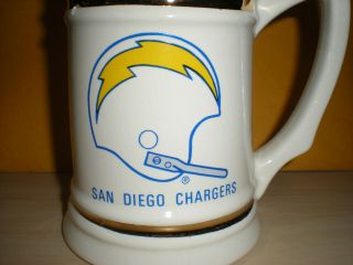 extremely rare 1960 ' s San Diego Chargers (white w/single bar face mask) stein 2