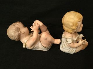 Vintage Bisque Piano Babies Twin Boy & Girl Figurines 3