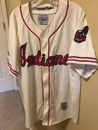 Rare Vintage Cleveland Indians Starter Jersey Size Xl Sewn On White Cotton 1954