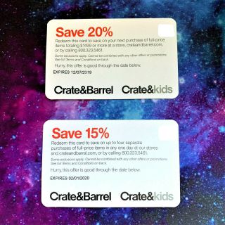 Crate & Barrel Coupon Rare 20 Off $1499,  15 Off 4 Purchases Exp 12/7/19