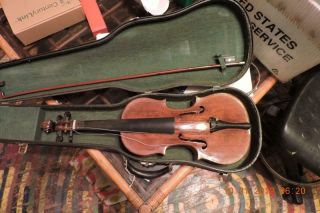 Antique Flame Back Violin 4/4 Full Size American Made W.  Viars 5.  Mo.  38 Bow Case