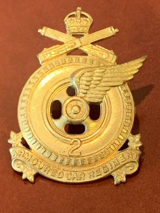 Rare Canada Ww2 Cap Badge - 2nd Armoured Car Regiment - Bookvalue Over $100
