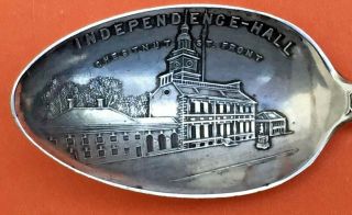 Big 5 7/8” Ornate Philadelphia Pennsylvania Sterling Silver Souvenir Spoon
