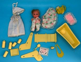 1974 Barbie Baby Sits Set Sweets Doll,  Layette & Accessories Vintage Mod Era