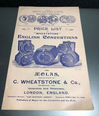 Antique Price List Of Wheatstone English Concertinas