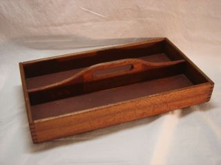 Vintage Timber Cutlery Tray With Dovetailed Corners
