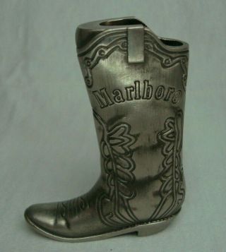 Marlboro Cowboy Boot Rare Collectible Solid Metal Case For Small Bic Lighter 5