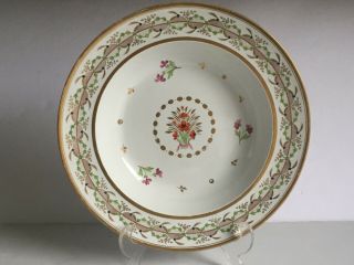 Rare Antique Wedgwood Hand Painted Pearl Pearlware Rim Soup Bowl Plate 10 1/2 "