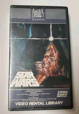 Star Wars Vhs Rare Video Rental Library 1st 1982 Fox Matching Serial