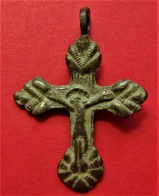 Ancient Bronze Rare Cross Russia Xvi - Xviii Century