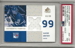 Rare Wayne Gretzky 2002 Sp Game Authentic Fabrics Gold Afgy /99 Psa Graded