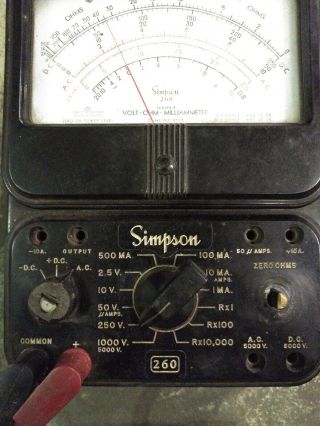 Vintage Simpson Model 260 Volt Ohm Multimeter W/ Probes Bakelite Made In Usa