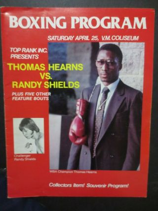 Rare Onsite 4/25/1981 Program - Thomas Hearns Vs Randy Shields - " Title Fight "