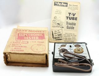 Vintage Antique Pep Boys Electronic Tv & Radio Tube Tester Nos