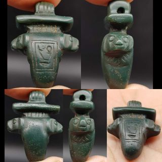 Very Old Rare Unique Jade Stone Amulet With Signs Letters & Lion Heads 22